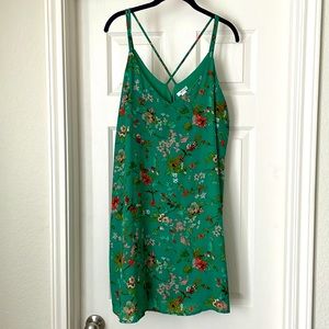 Green floral mini dress